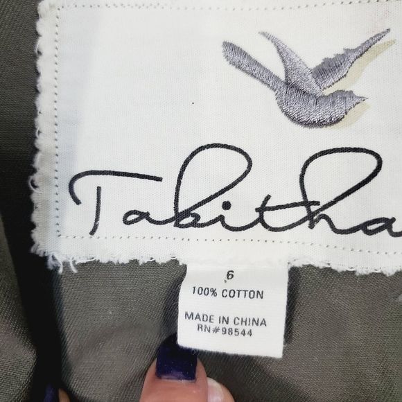 Anthropologie  Tabitha army military green button down belted tie jacket size 6 - Picture 4 of 13